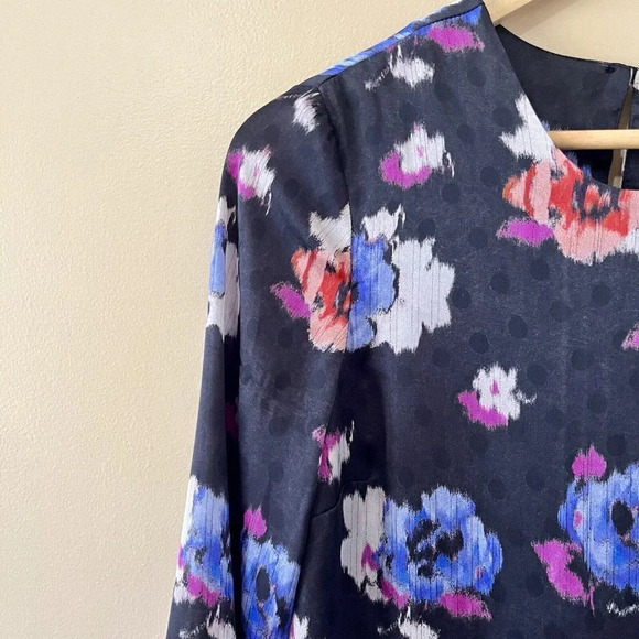 •SOLD•|Topshop| Floral Overlay Sheath Dress -High/Low Hem US4/EUR36/UK8 -VG - Picture 4 of 7